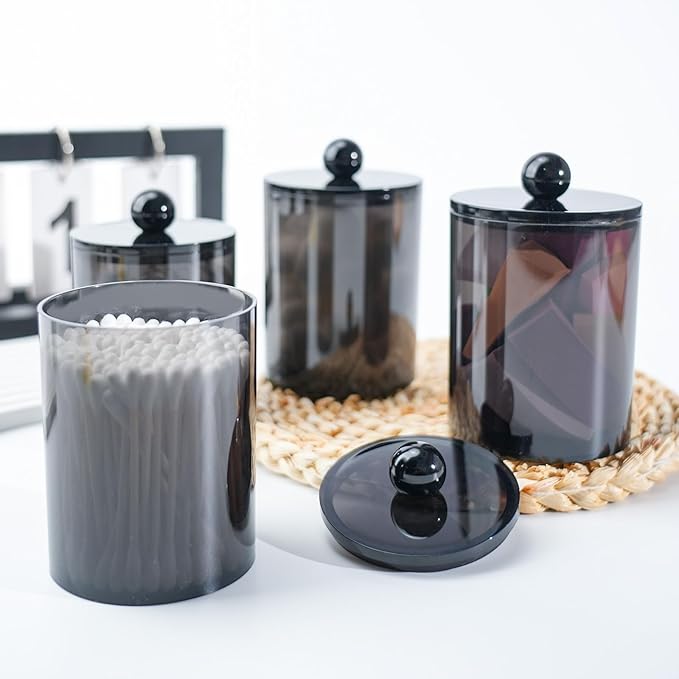 XIPENGKEJI 2 Pack Qtip Holder, Canister Apothecary Jar Set, Bathroom Jars - Image 5
