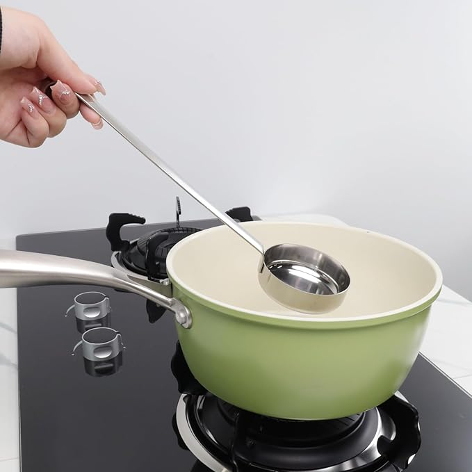 4 Pcs 3 oz 10.55 Inch Silver Stainless Steel 201 Long Handle Cooking Spoon - Image 8