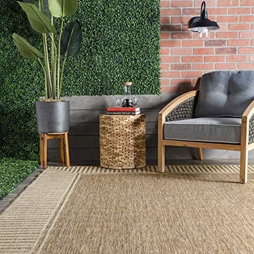 nuLOOM Asha Light Brown Bordered Indoor/Outdoor Area Rug, 6' 7" x 9&...