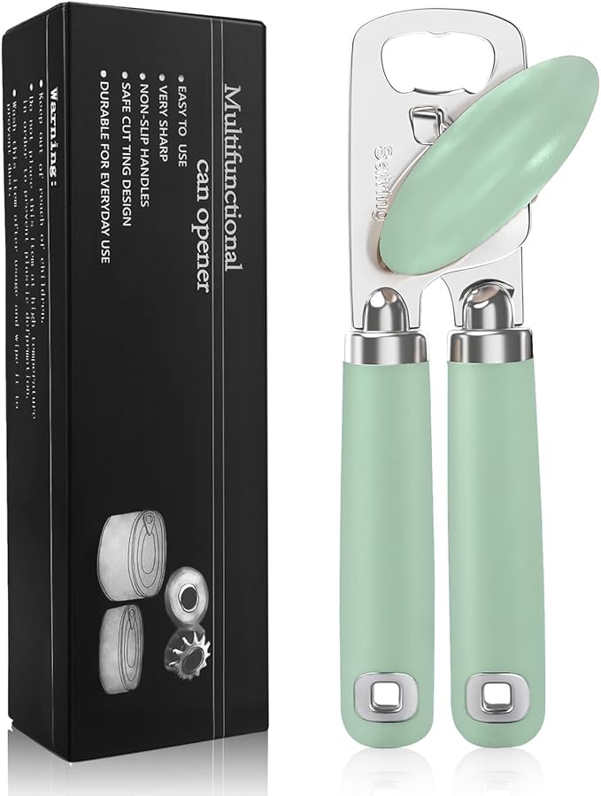 Safring Can Opener Manual, Heavy Duty Stainless Steel Smooth Edge Can Opener by Safring