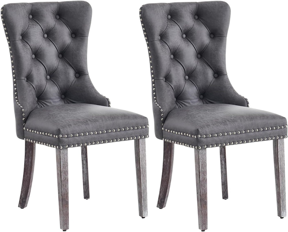 Kiztir Leather Dining Chairs Set of 2, Upholstered Dining Chair with Nailhead...