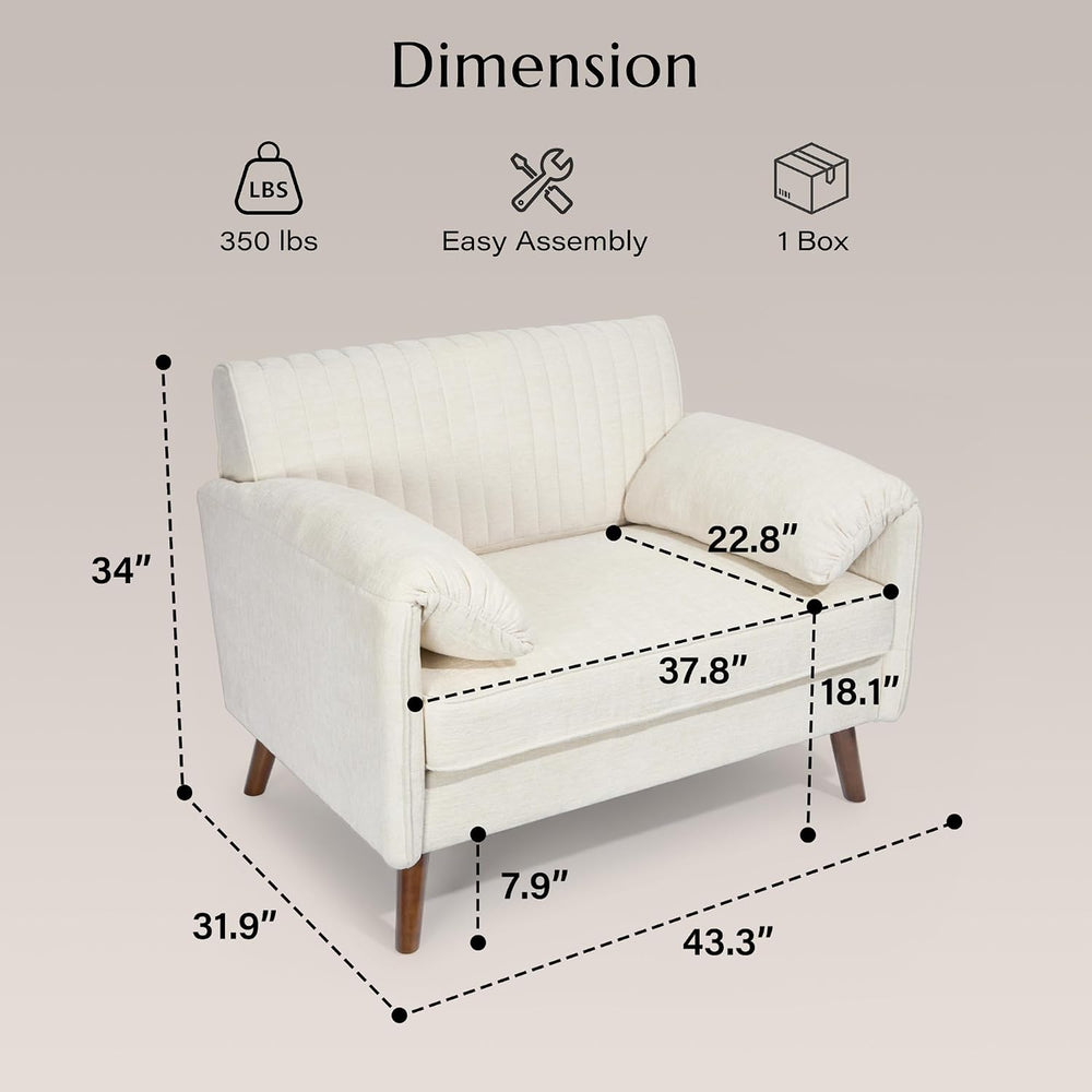 Modern Oversized Accent Reading Chair for Living Room, 43", Chenille, Beige