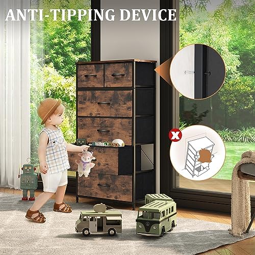 Tall Dresser for Bedroom, Fabric Storage Tower with 6 Drawers