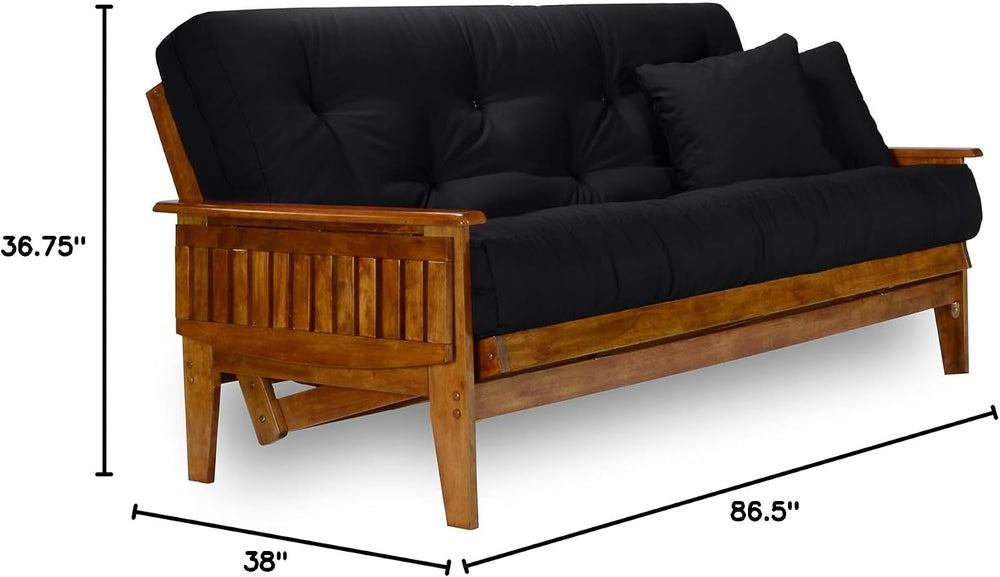 Eastridge Futon Set - Queen Size, Frame, 8" Mattress, Twill Black Cover