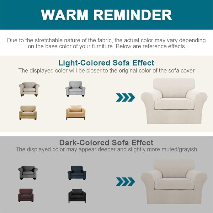 Turquoize 2 Piece Chair Covers for Living Room Armchair Couch Cover - Image 6