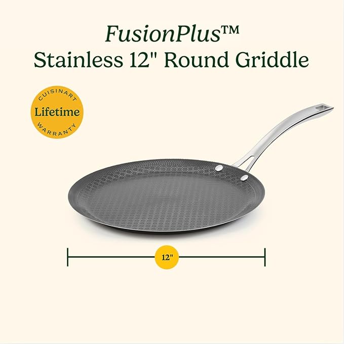 Cuisinart FusionPlus Hybrid Stainless Steel Cookware, 12-Inch Round Griddle Pan - Image 8