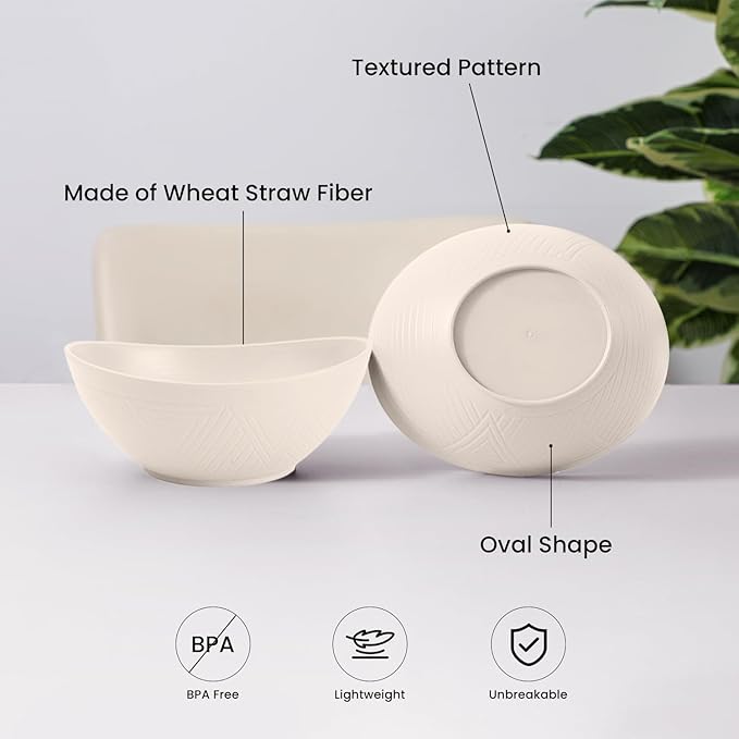 Wheat Straw Bowls Set of 4, Unbreakable Cereal Bowl 26 OZ, Microwave & - Image 4