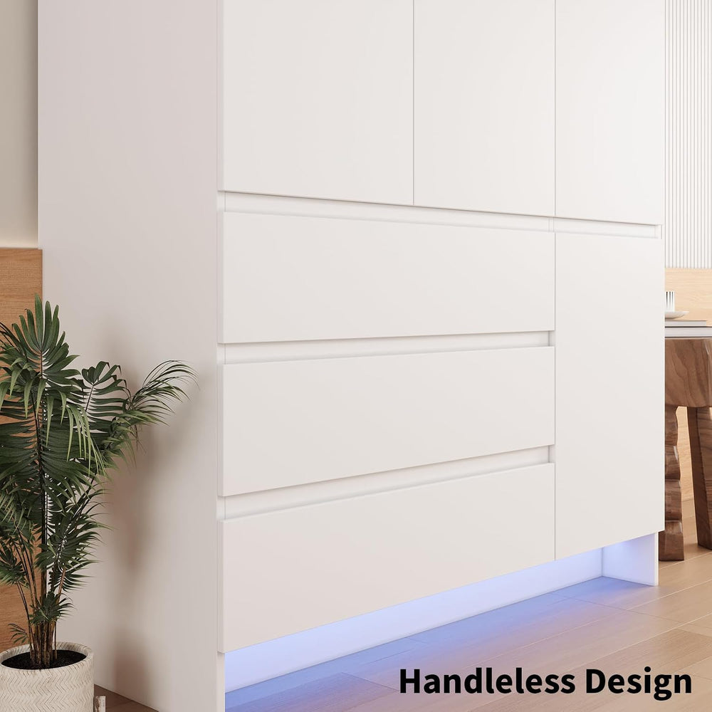 VOWNER Armoire Wardrobe Closet with 4 Doors, Bedroom Armoire with Mirrors
