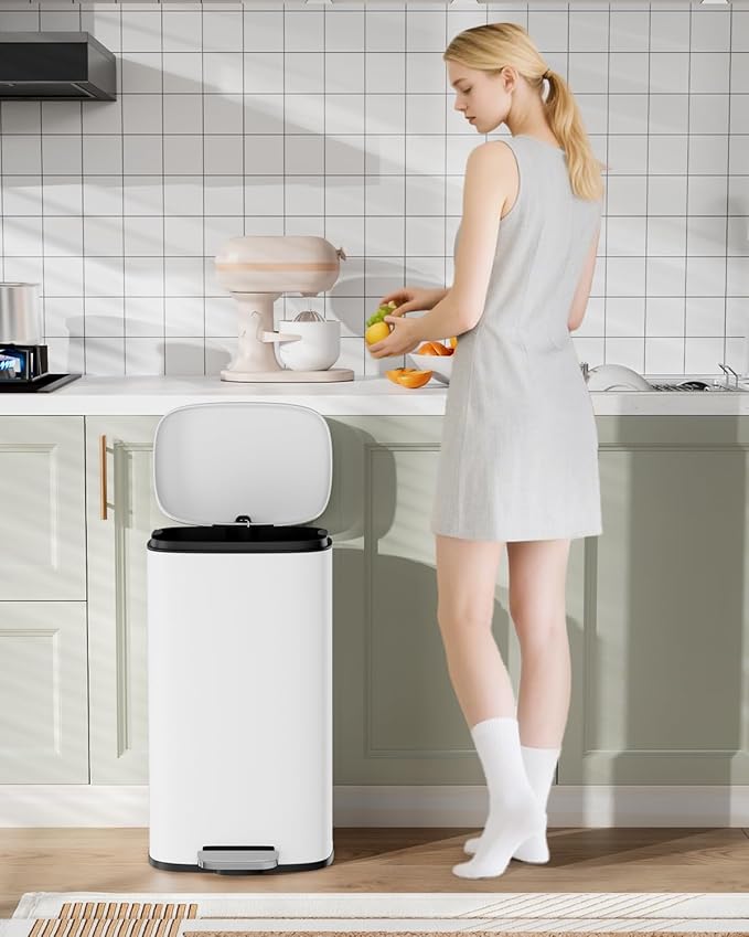 Arlopu 8 Gallon Step Trash Can, Stainless Steel Garbage Bin, Soft-Close Rubbish - Image 9