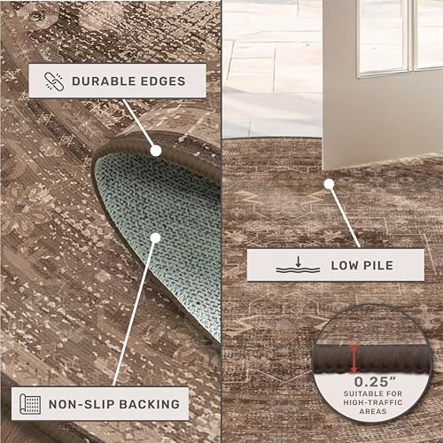 Washable 8x8 Square Rugs for Living Room - Vintage Large Carpet for Dining Ro...