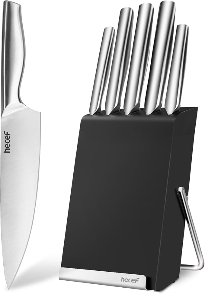 hecef 6-Piece Silver Stainless Steel Knife Set