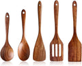 5 PCS Wooden Cooking Utensils Set, Kitchen Utensils Set, Wooden Spoons by KEJJRIUTN