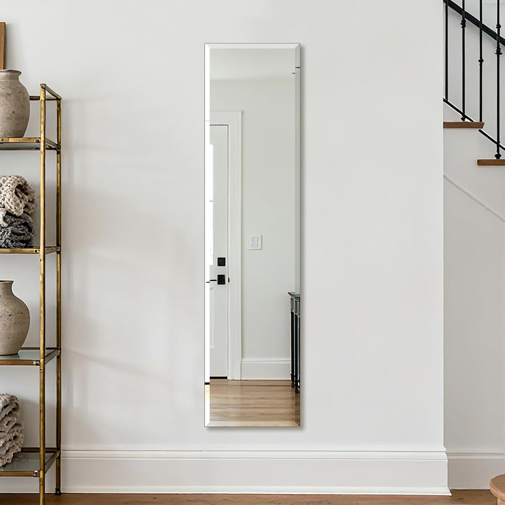 Frameless Full Length Mirror for Wall, 48x12 Inch Bathroom Vanity Mirror