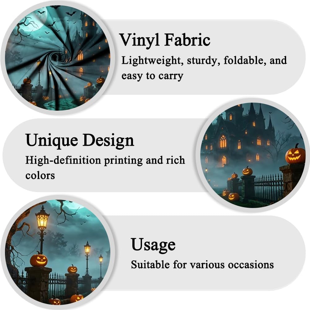 Leowefowa Horror Halloween Castle Backdrop Dark Dead Forest 10x8f
