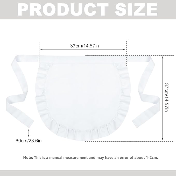 2Pcs Kids White Waist Apron Half Apron Puffy Tight Costume Kitchen Party Favors - Image 2