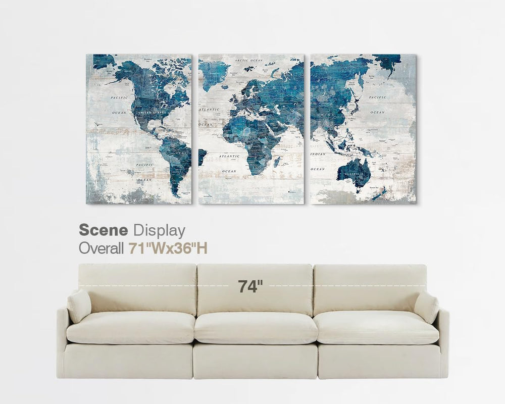 Wall Art for Living Room Office Pictures Wall Decor Framed World Map Canvas