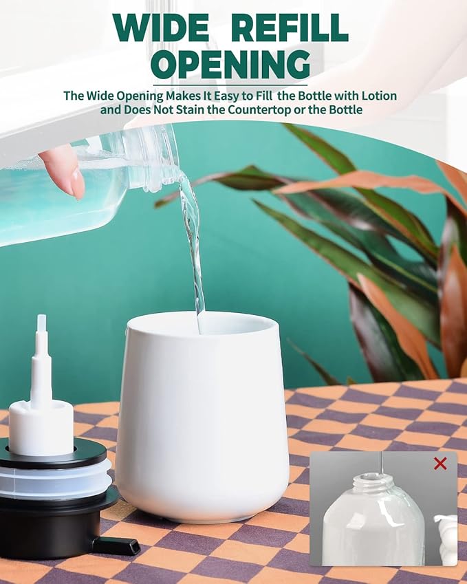 Bosilunlife Foam Soap Dispenser - 12Oz Matte White Ceramic Foaming Hand Soap - Image 3