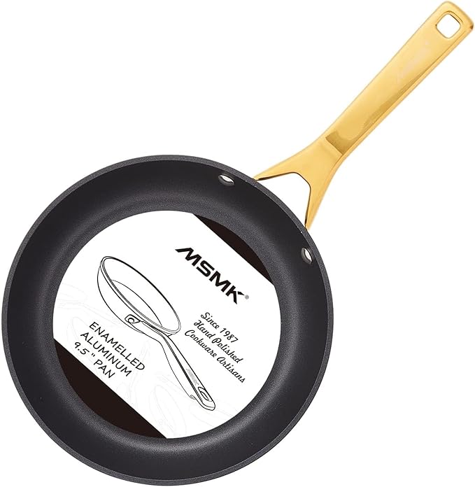 MsMk Nonstick Frying Pan 8 Inch Black, Designed Enamel Exterior Coating by MSMKPROCOOKWARESINCE1987