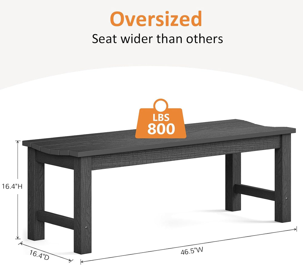Outdoor Bench, 2-Person Patio Backless Bench Holds up to 800lbs, Weatherproof...