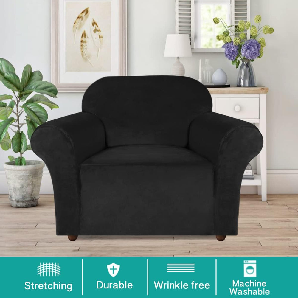 Turquoize Stretch Velvet Chair Cover Sofa Chair Covers for Living Room Armcha...