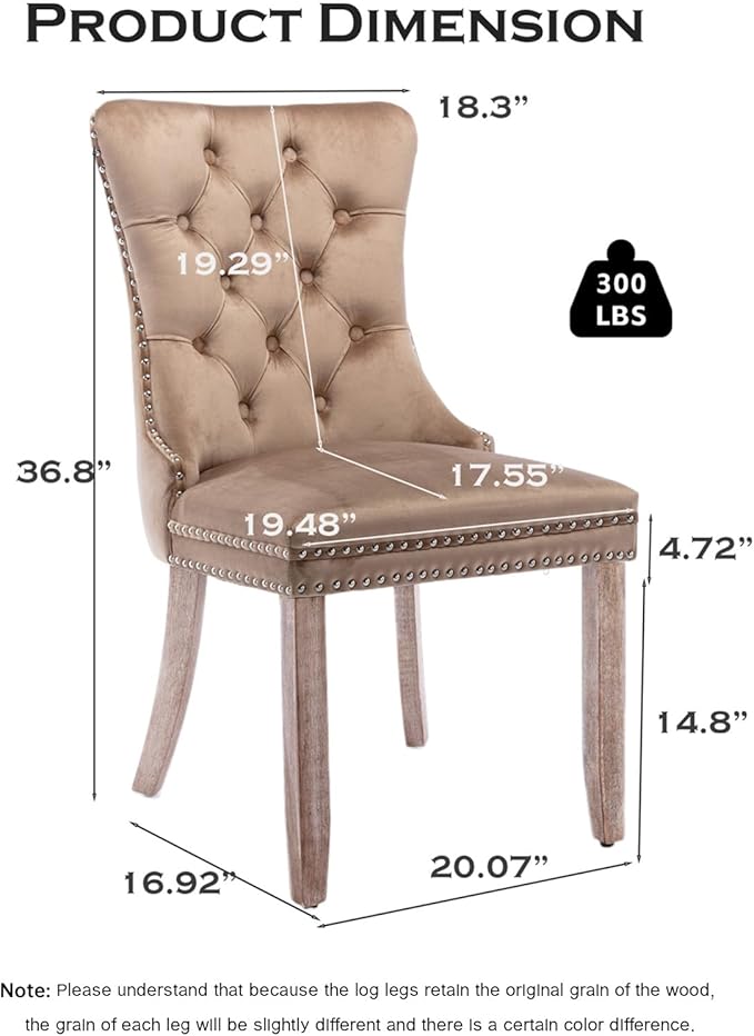 Velvet Upholstered Dining Chairs Set of 4, Modern Style Kitchen Side Chairs w...