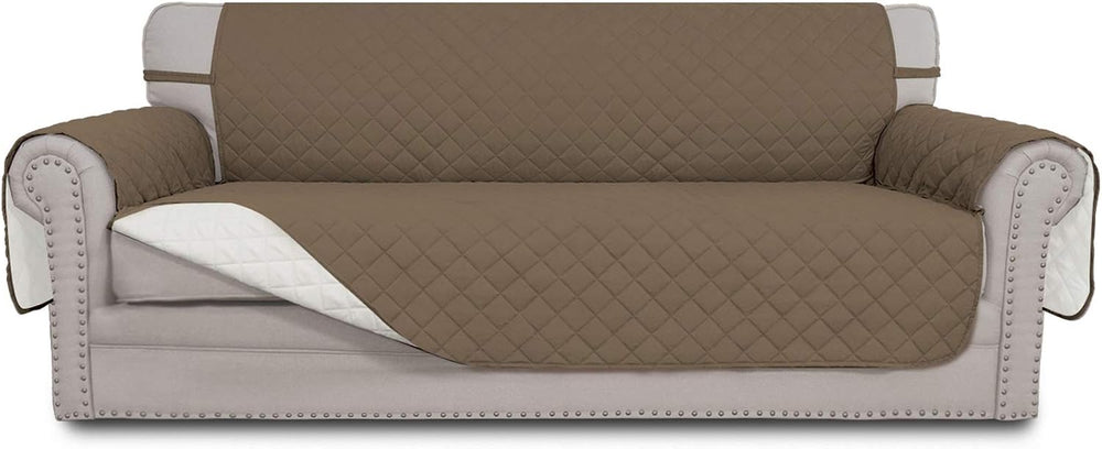 Easy-Going Reversible Couch Cover, 4 Seater Sofa, Camel/Ivory