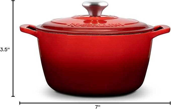 ROSSALLINI Signature Enameled Cast Iron Dutch Oven, Non-Stick Serving Pot - Image 10