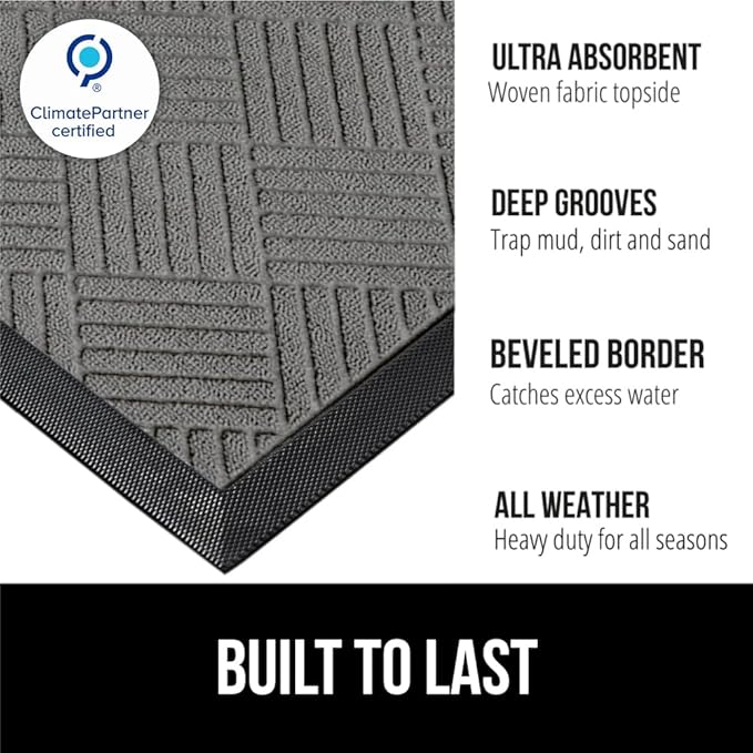 GORILLA GRIP 100% Waterproof All-Season WeatherMAX Doormat, US Designed Natural - Image 2