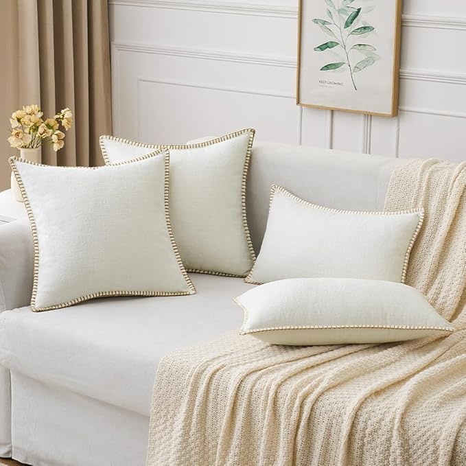 MIULEE Pack of 2 Christmas Pillow Covers 20x20 Inch Pure White Farmhouse - Image 5