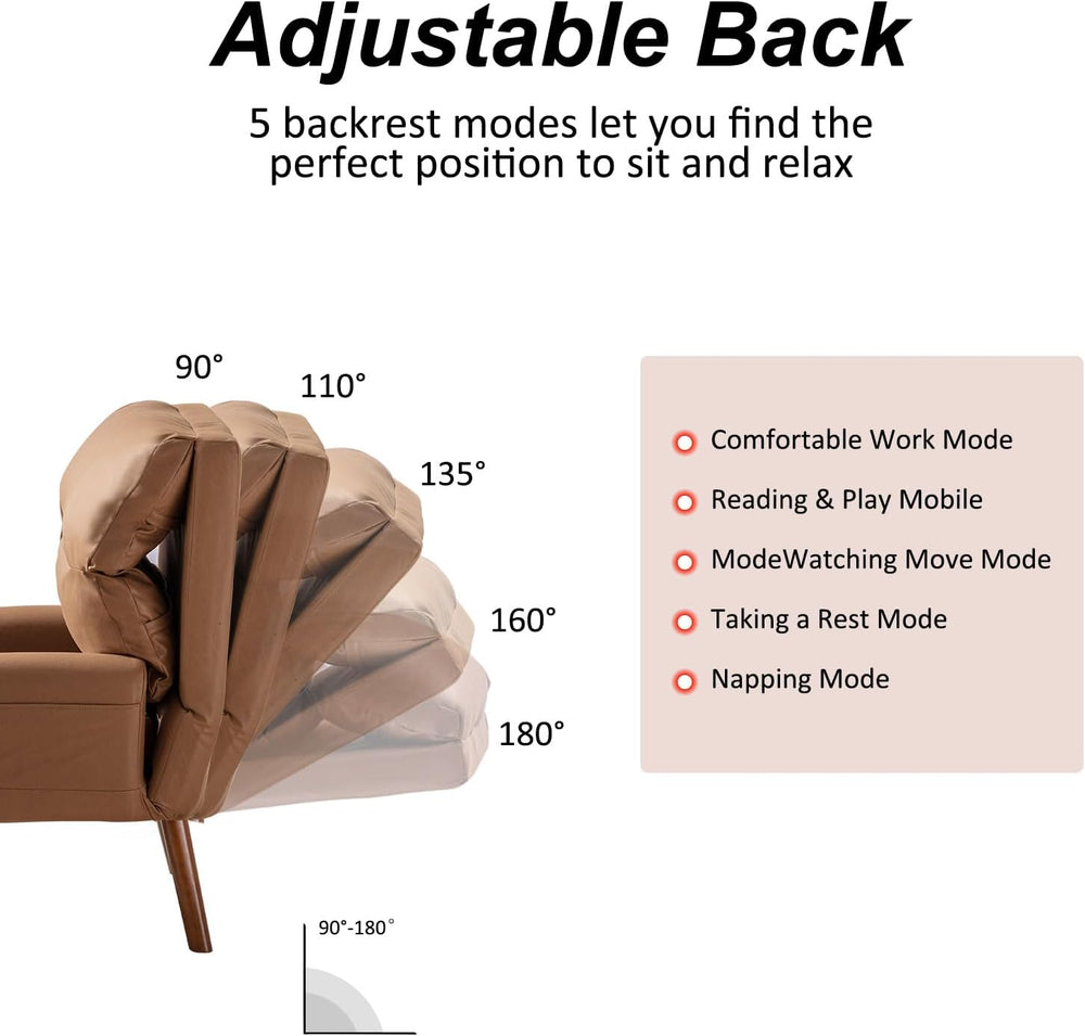 INZOY Accent Chairs with Ottoman, Leathaire Armchair with Ottoman for Bedroom...