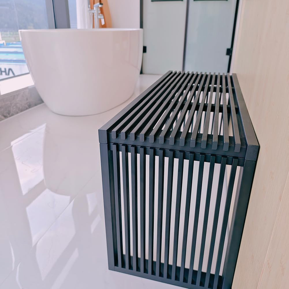 Versatile Wooden Slatted Bench - Sleek Modern Design for Dining, Entryway, Be...