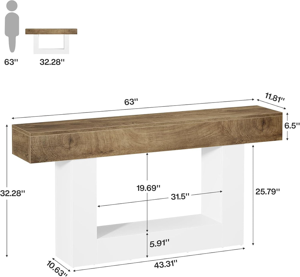 Tribesigns 63-Inch Long Console Table, 2-Tier Entryway Table Sofa Table with ...