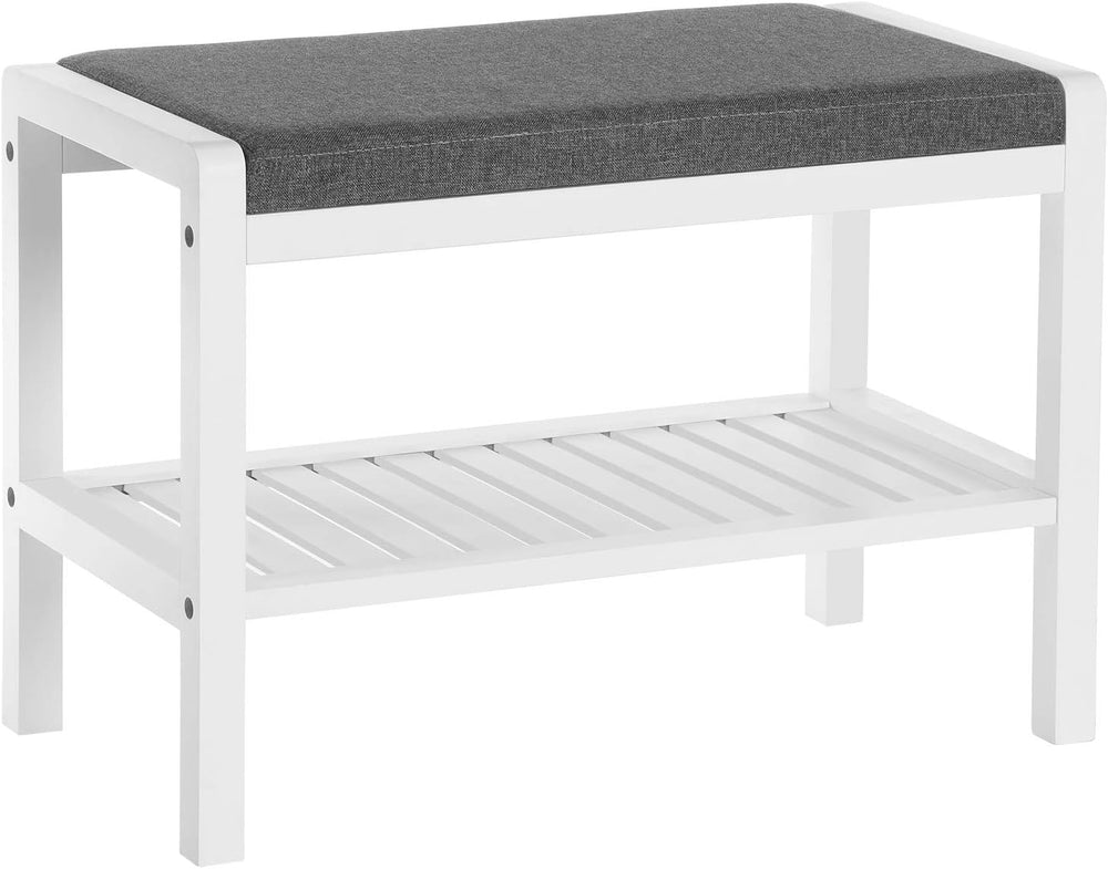 SONGMICS Shoe Rack Bench, Padded Seat, Storage Shelf, Holds Up to 350 lb