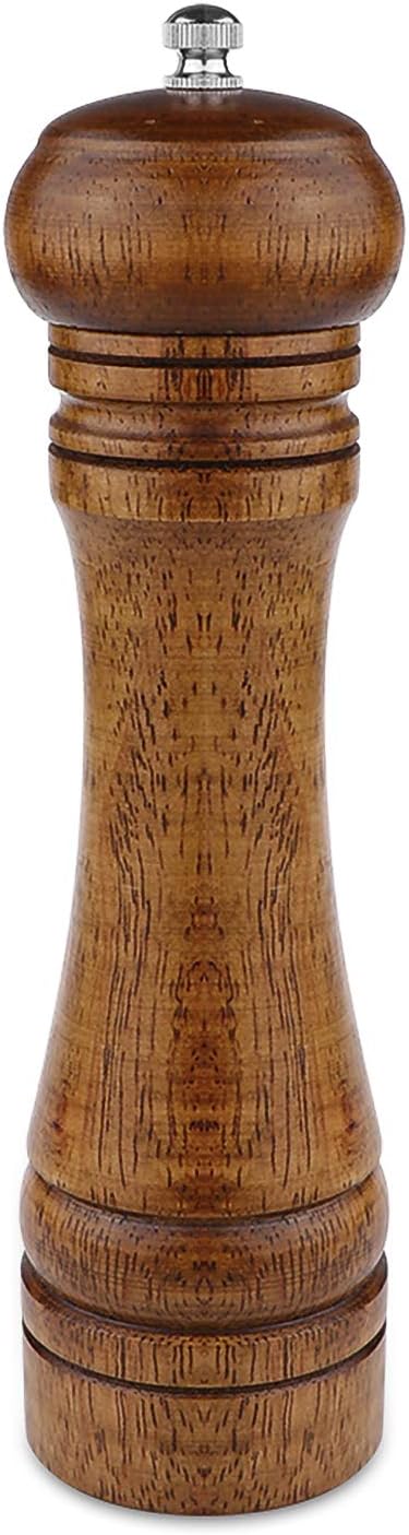 Pepper Grinder - 8 inch Pepper Mill Oak Wooden Pepper Mill Grinder Refillable by Powstro
