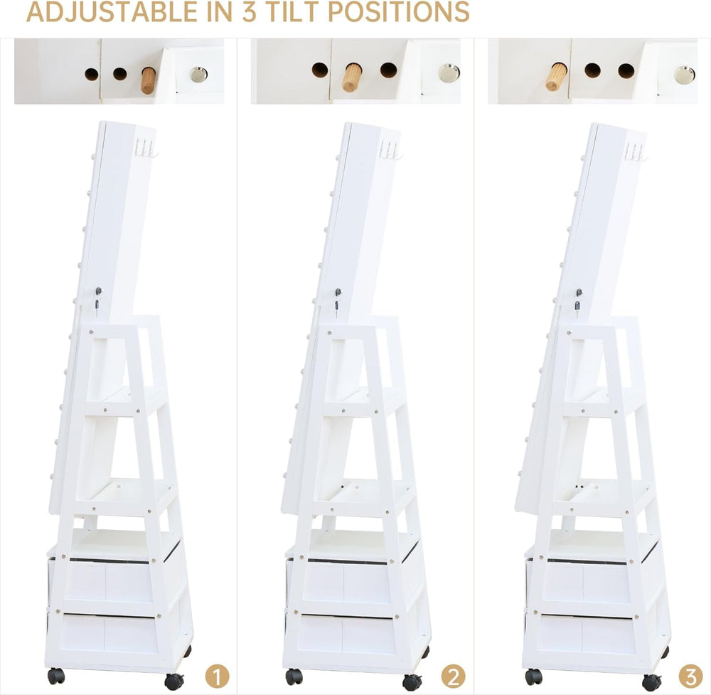 Jewelry Armoire Cabinet Organizer Standing with 20 LED Lights