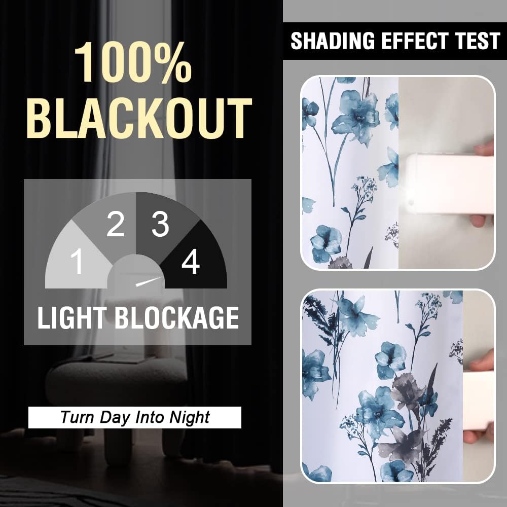 H.VERSAILTEX 100% Blackout Curtains 84 inch Length 2 Panels Set Cattleya Flor...