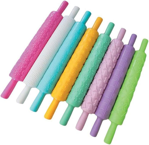 8pcs Colourful Cake Decorating Embossed Rolling Pins, Textured Non-Stick by Unknown