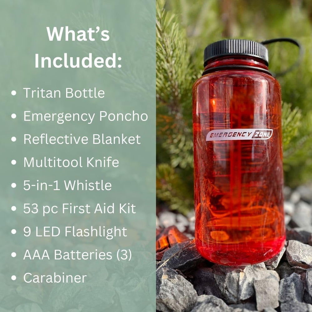 Emergency Zone Basic Survival Bottle Kit | Compact Emergency Supplies Kit for...