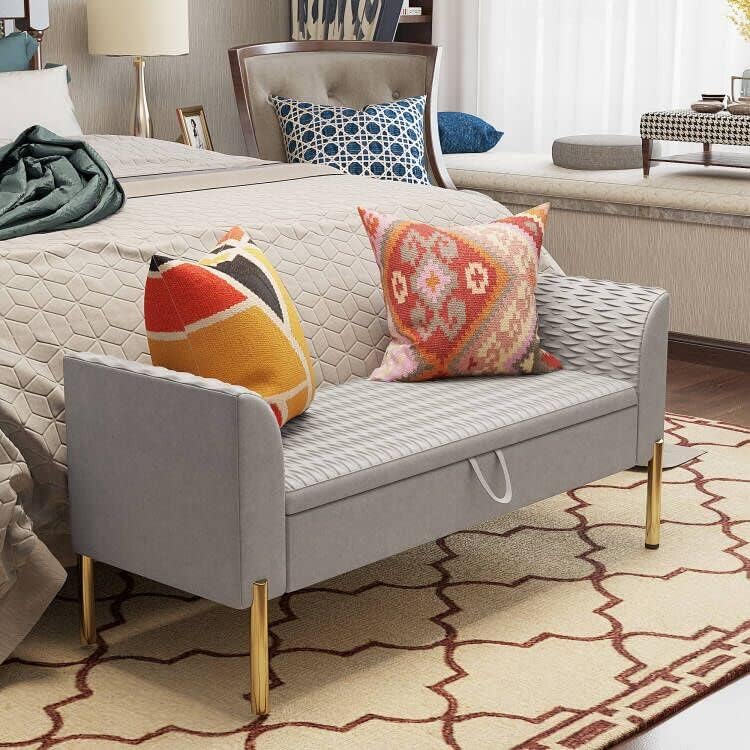 ALISH Storage Bench,Upholstered Storage Ottoman Bench,Modern Bed Bench Entryw...