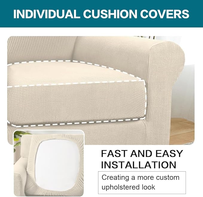 Turquoize 2 Piece Chair Covers for Living Room Armchair Couch Cover - Image 5