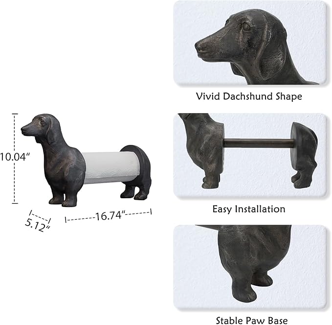 Vintage Dachshund Dog Paper Towel Holder Black Wiener Dog Tissue Towel Display