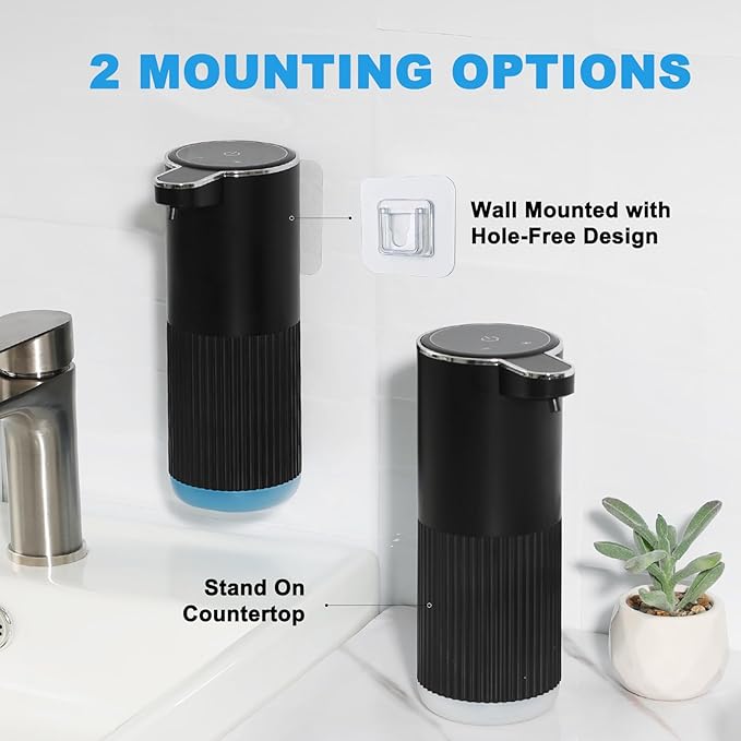 RYTOXILO Automatic Foaming Soap Dispenser, 2 Pack Black Touchless Foam Hand - Image 7