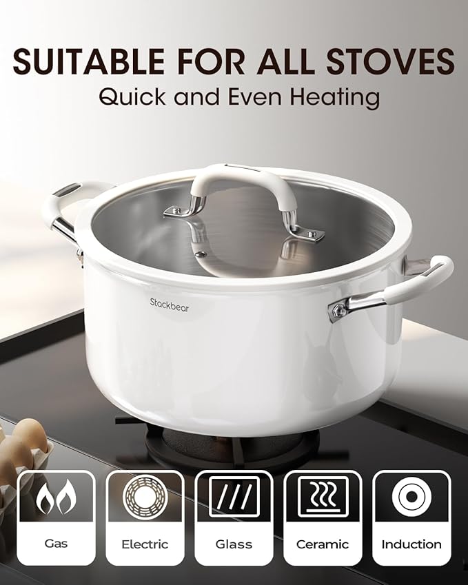 Stockpot 6 Quart, Tri-Ply 18/10 Stainless Steel Stock Pot - Image 4
