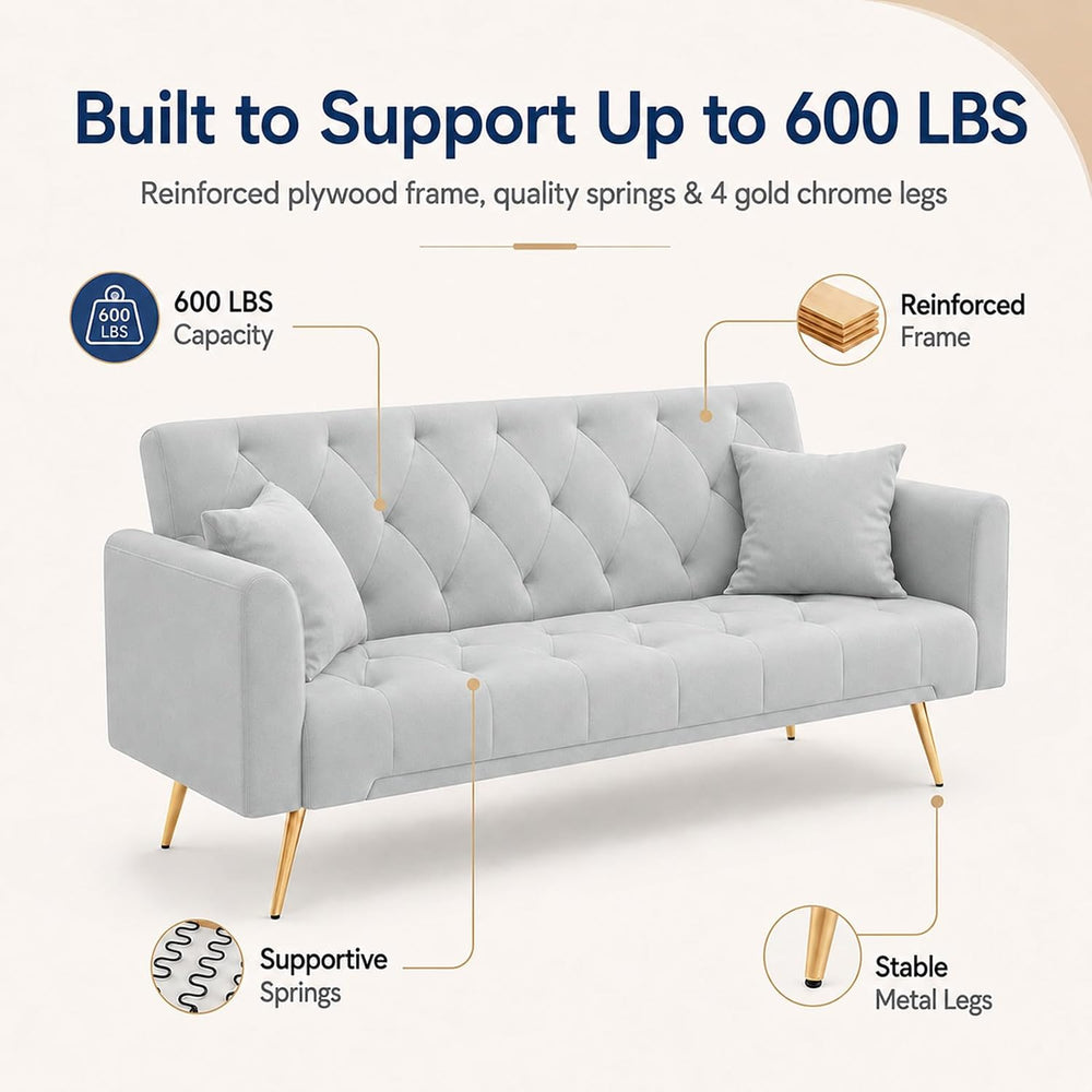 Majnesvon 71" Convertible Folding Sleeper Sofa Couch,Modern Velvet Loves...