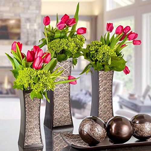 Creative Scents Dublin Brown Vases for Decor Centerpieces - Set of 3 Flower V...