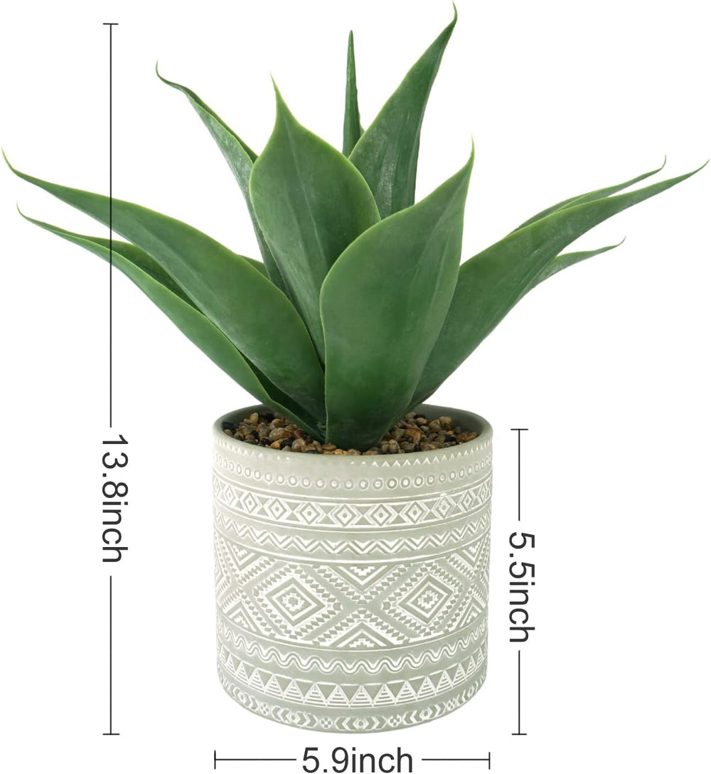 Artificial Potted Plants, 13.8" Artificial Succulent Fake Aloe, Large Fa...