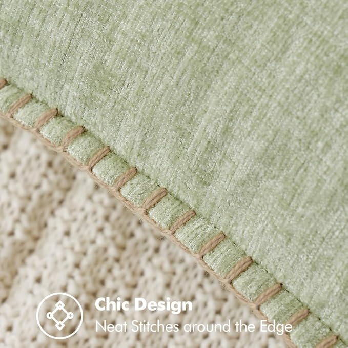 MIULEE Pack of 2 Couch Throw Pillow Covers 16x16 Inch Light Green Farmhouse - Image 2