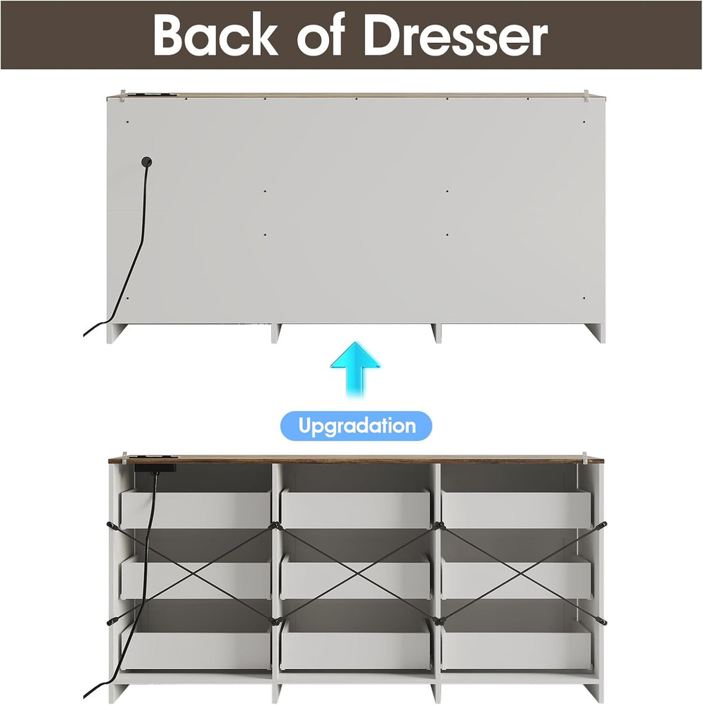 Fameill Dresser for Bedroom, 9 Drawer Wide Dresser Organizer with Charging St...