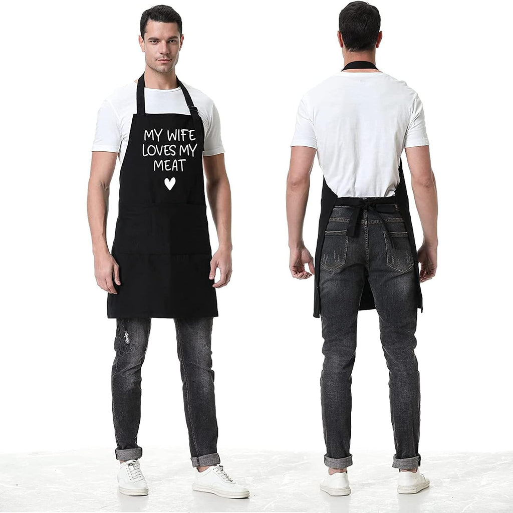 Fairy's Gift Funny Husband Apron, Men's Anniversary, Birthday Gifts for Him | Cool Christmas Manly Presents for Men Husband, Gifts from Wife, Grilling Kitchen Aprons w/Pockets for Cooking Hubby