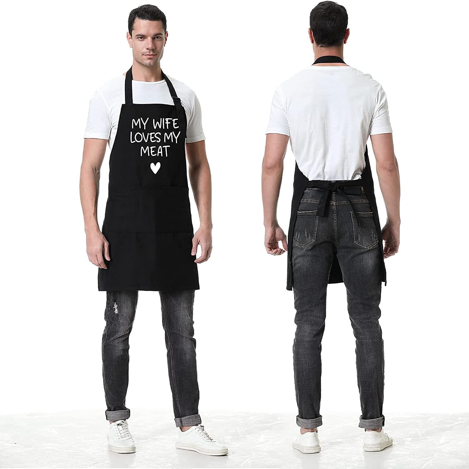 Fairy's Gift Funny Husband Apron, Men's Anniversary, Birthday Gifts for Him | Cool Christmas Manly Presents for Men Husband, Gifts from Wife, Grilling Kitchen Aprons w/Pockets for Cooking Hubby